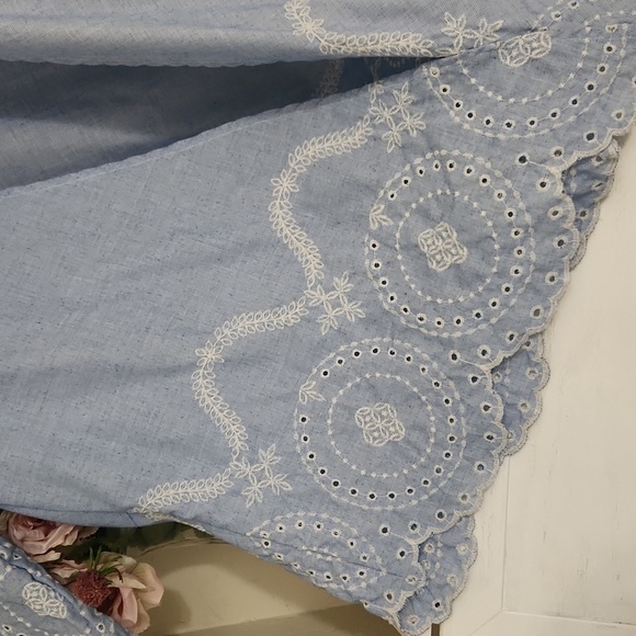 Eyelet Kimono Small/Medium Casual Embroidered Lagenlook beachy Coastal Modest - Picture 6 of 10